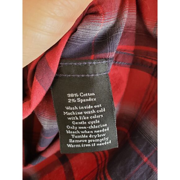 Rock & Republic Mens Shirt Small Red Plaid Button Down Stretch Straps for Arms - Picture 5 of 5
